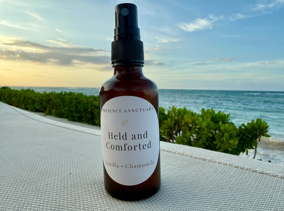 Soothing Vanilla Chamomile Body Mist for Stress Support | Held & Comforted